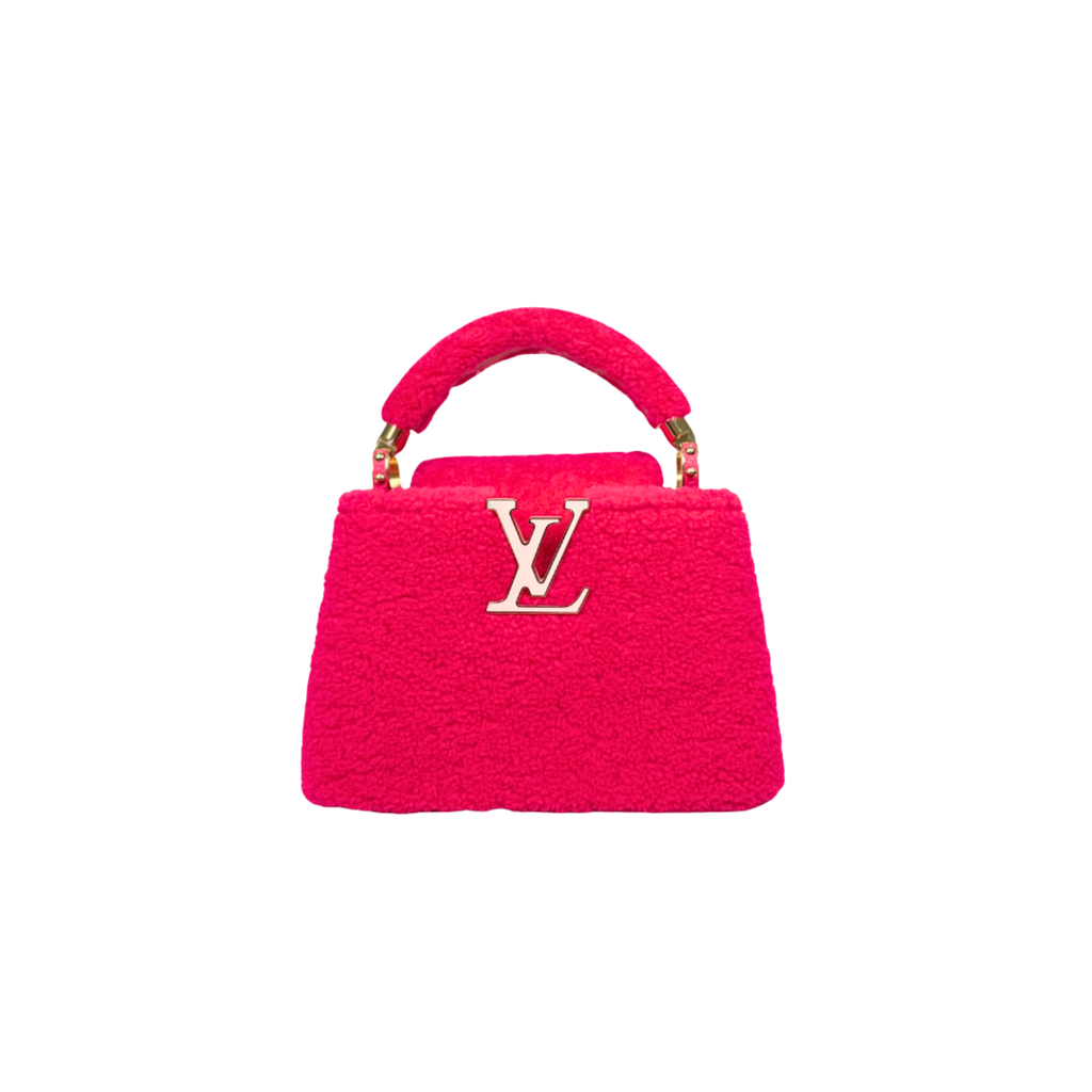 Capucines BB Pink Soft Merino Shearling Gold Hardware
