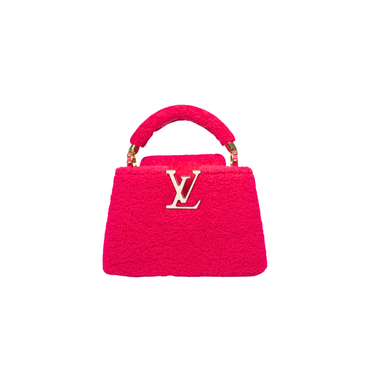 Capucines BB Pink Soft Merino Shearling Gold Hardware