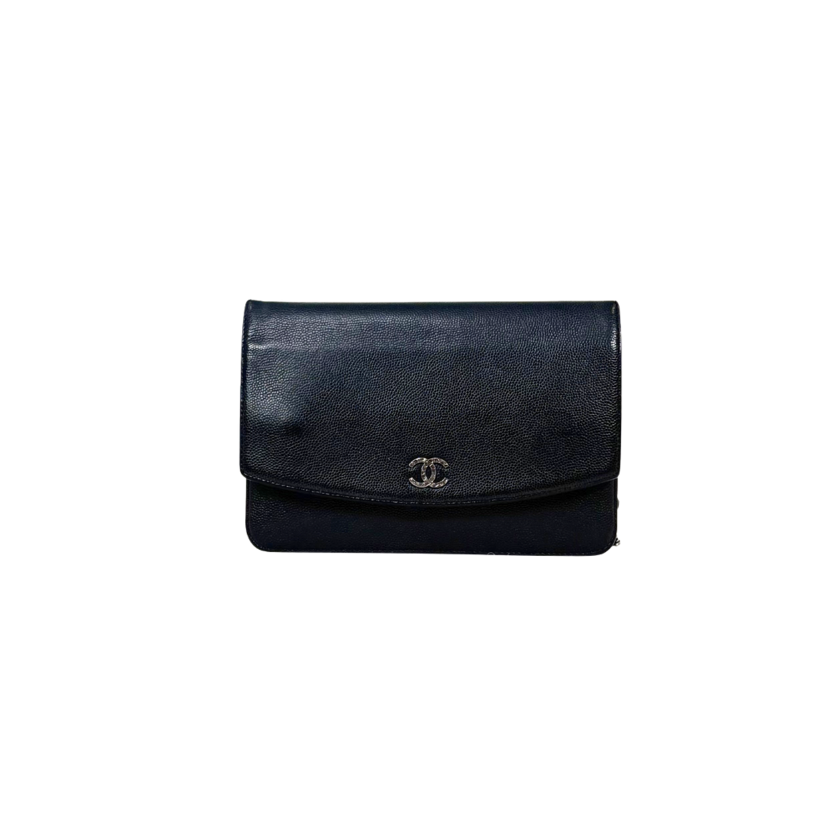 Sevruga Wallet On Chain Black Caviar Leather Silver Hardware Series 14