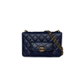 Pocket Twins Wallet On Chain Mini Navy Blue Caviar Gold Hardware Microchipped