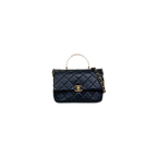 24C Mini Flap Black Lambskin Leather Gold Hardware Microchip