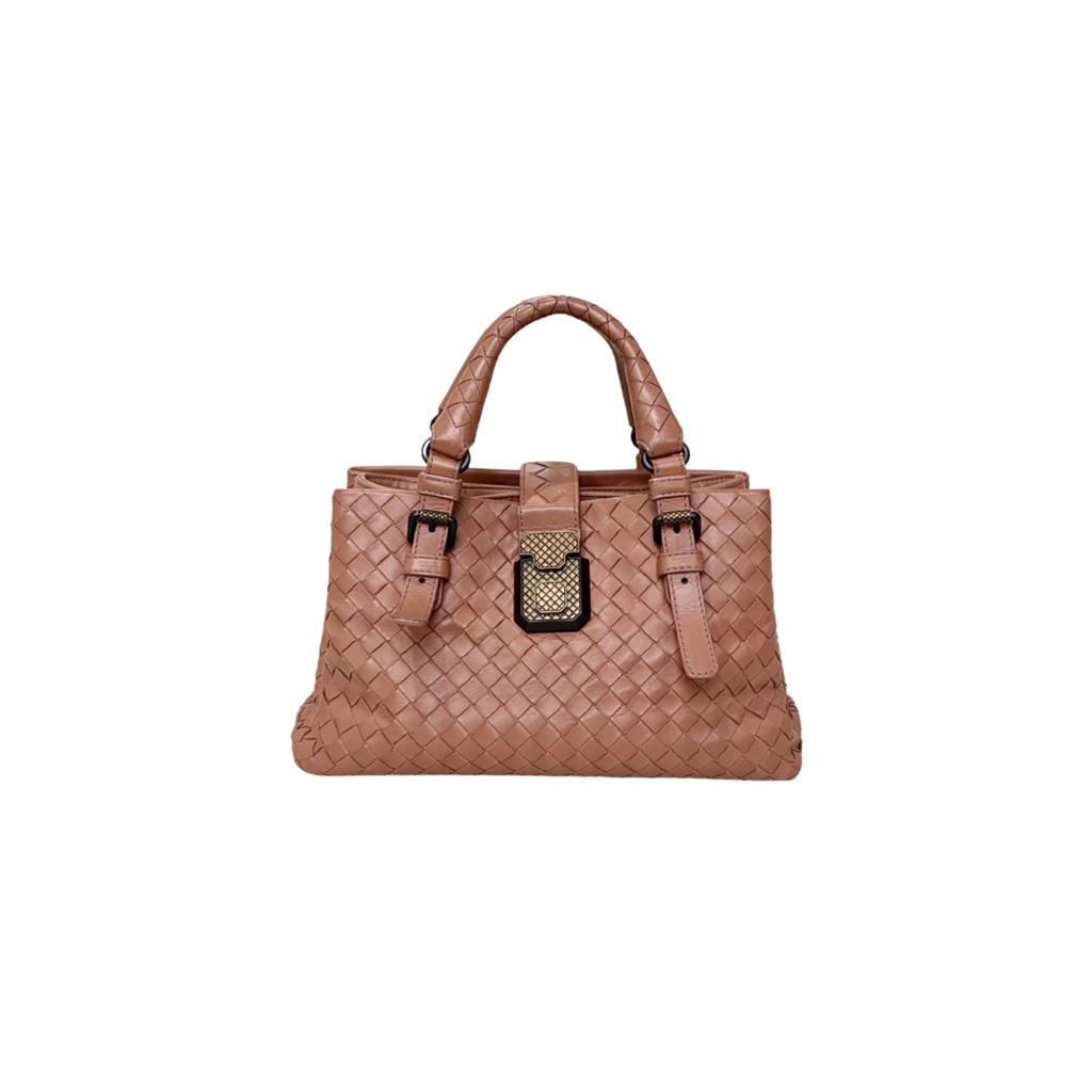 Roma Tote Pale Pink Intrecciato Silver-Toned Hardware