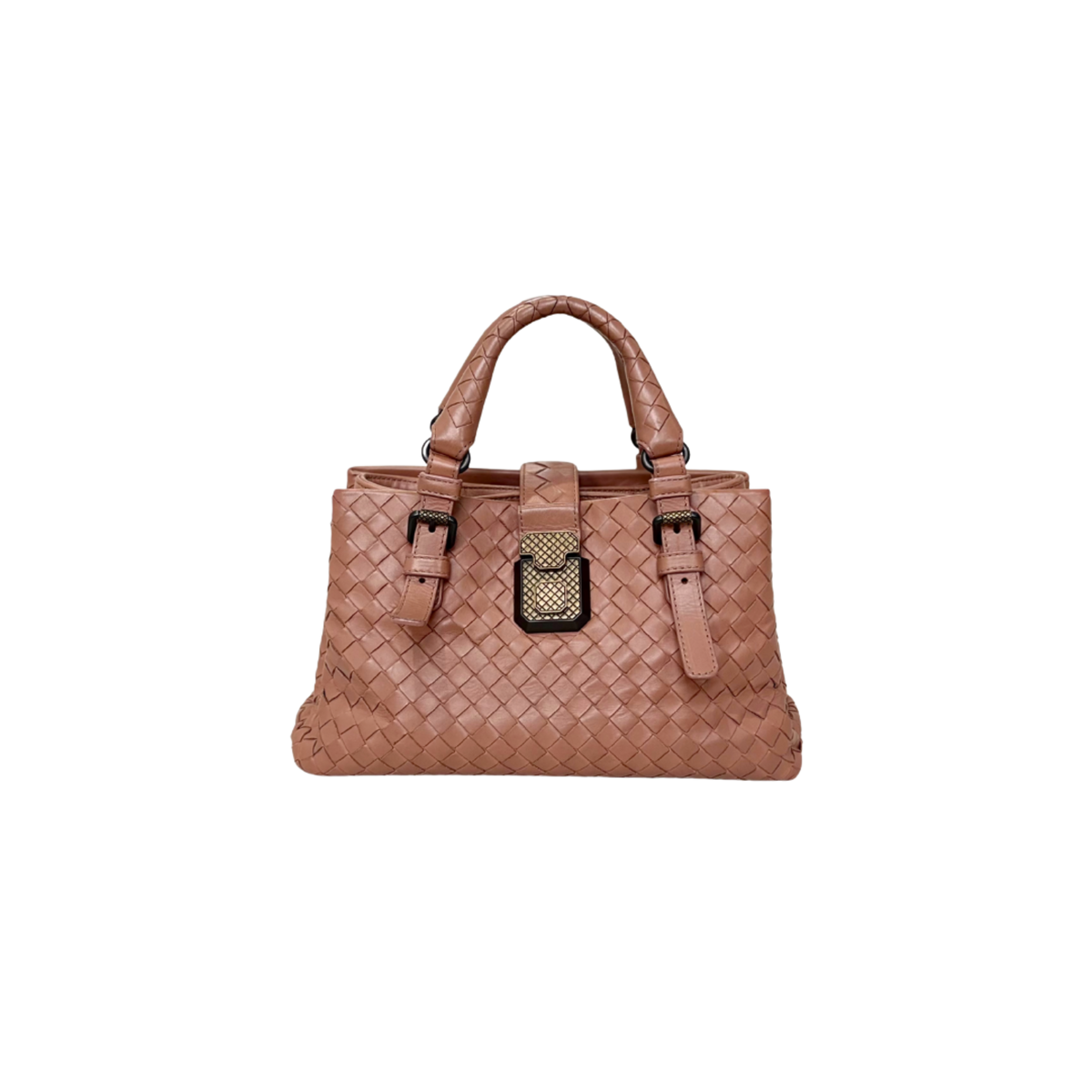 Roma Tote Pale Pink Intrecciato Silver-Toned Hardware