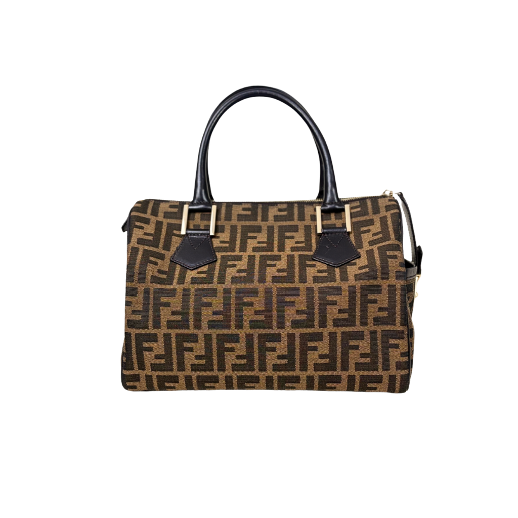 Boston Bag Tobacco Zucca Canvas Brown Silver Hardware
