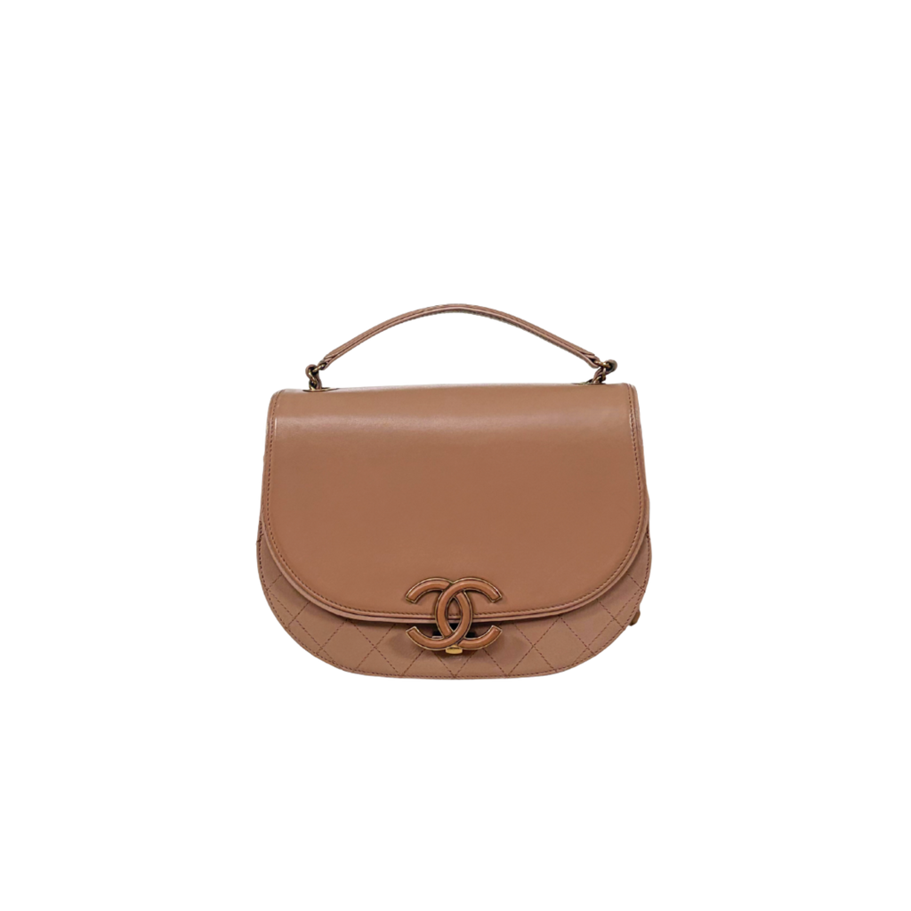 Coco Curve Flap Beige Calfskin Leather Gold-Tone Hardware Series 25