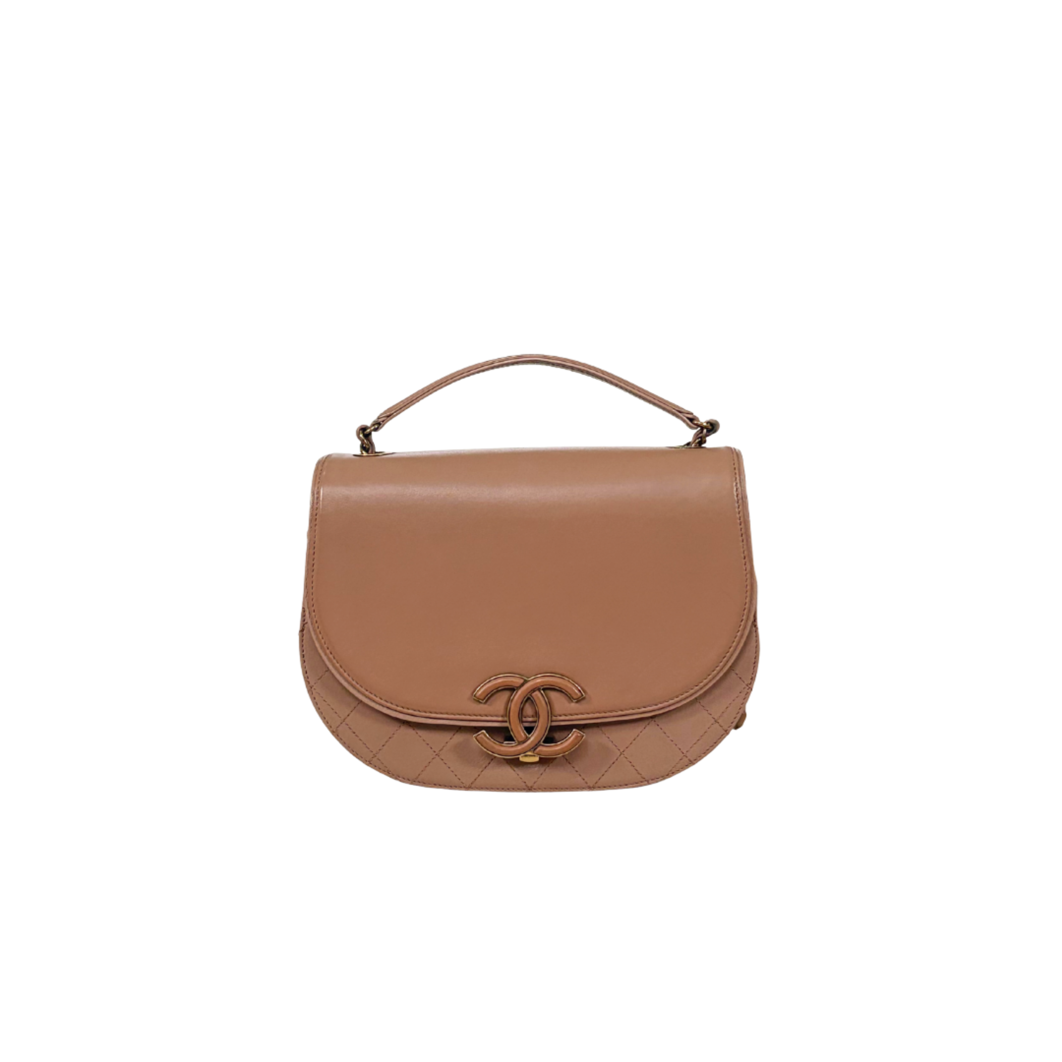 Coco Curve Flap Beige Calfskin Leather Gold-Tone Hardware Series 25