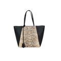 Lock Me Tote Bag Black Python Leather Silver Hardware