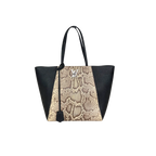 Lock Me Tote Bag Black Python Leather Silver Hardware