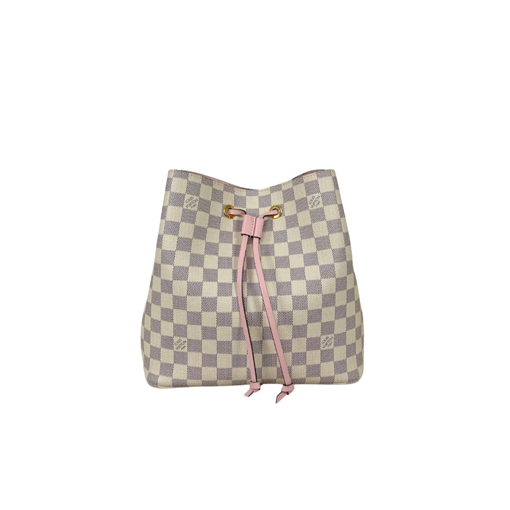 NèoNoè MM Bucket Bag Damier Azur Canvas Rose Ballerina Gold Hardware