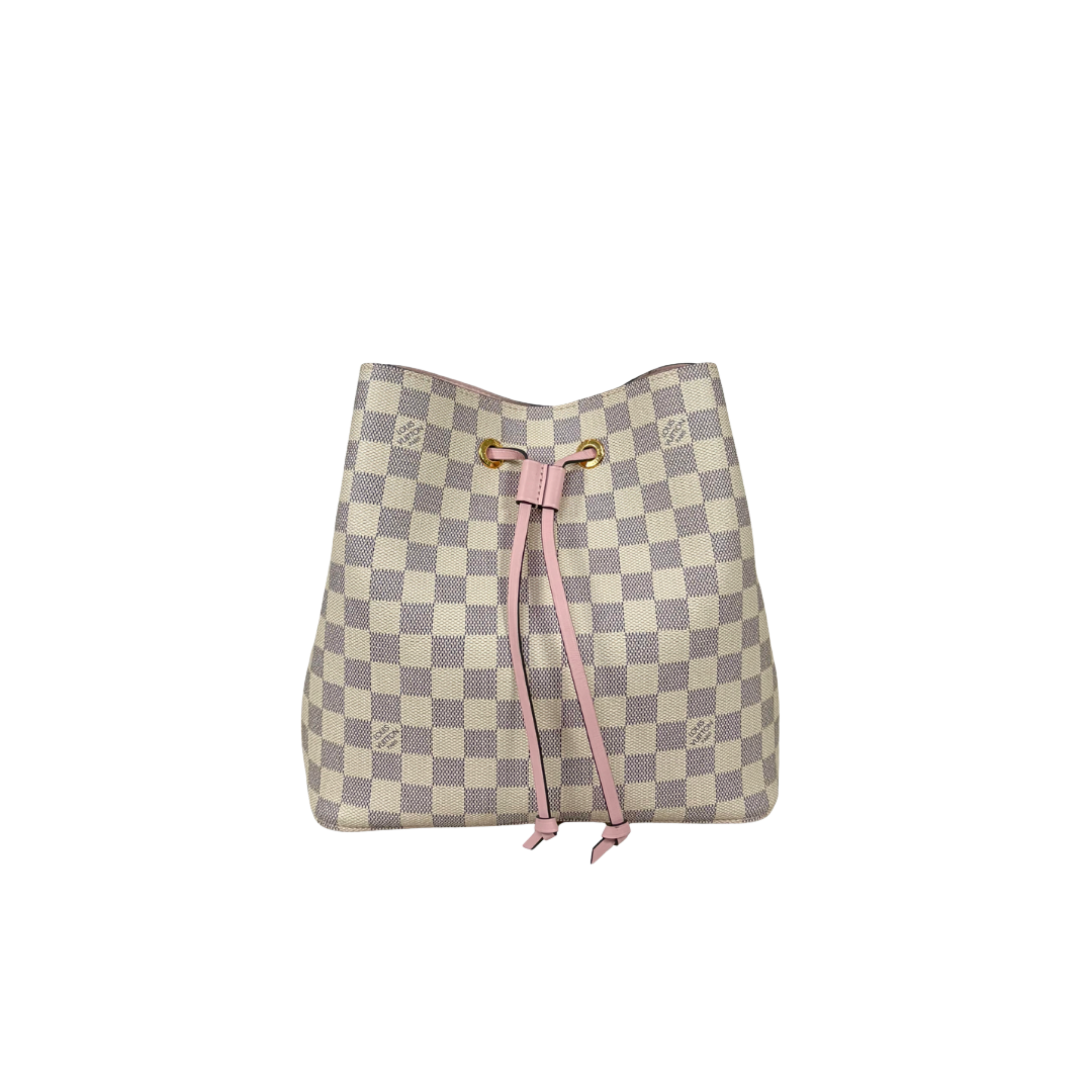 NèoNoè MM Bucket Bag Damier Azur Canvas Rose Ballerina Gold Hardware