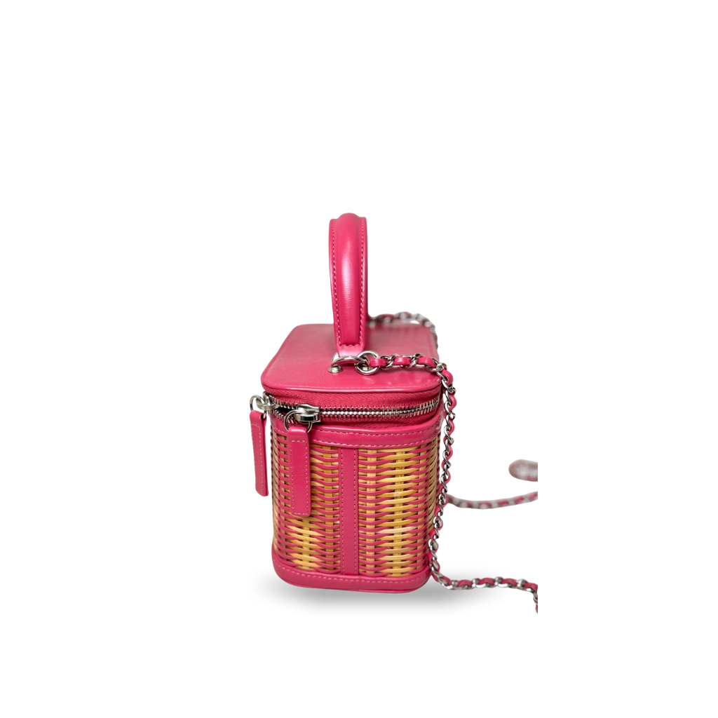 CC Vanity Case Wicker Pink Silver Hardware