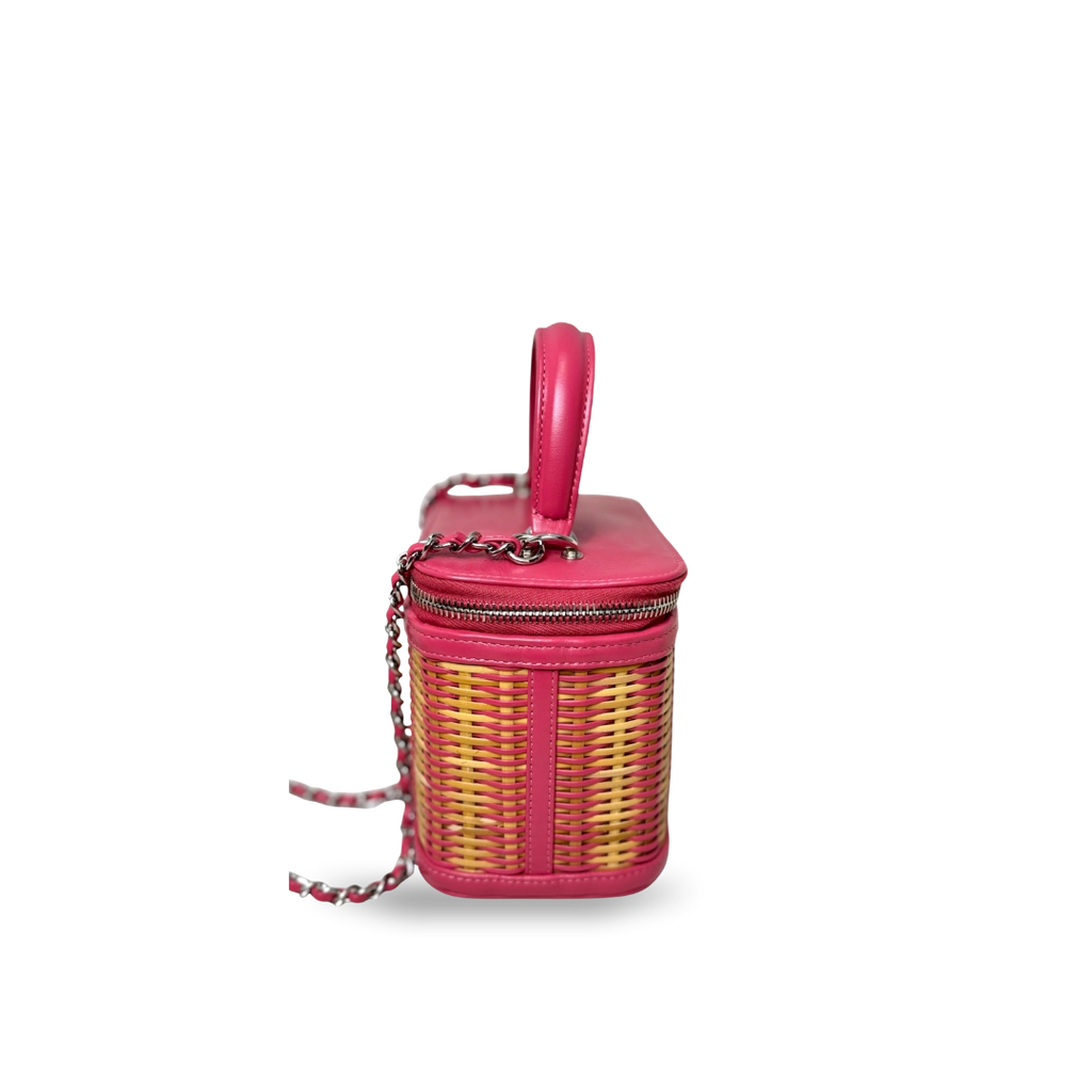 CC Vanity Case Wicker Pink Silver Hardware
