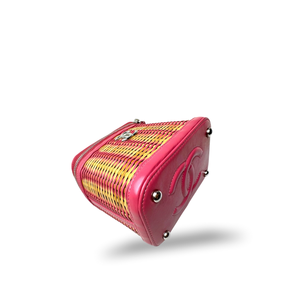 CC Vanity Case Wicker Pink Silver Hardware