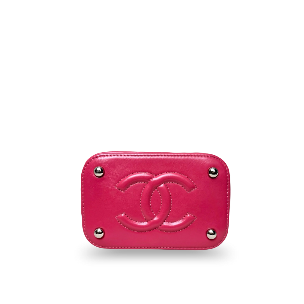 CC Vanity Case Wicker Pink Silver Hardware