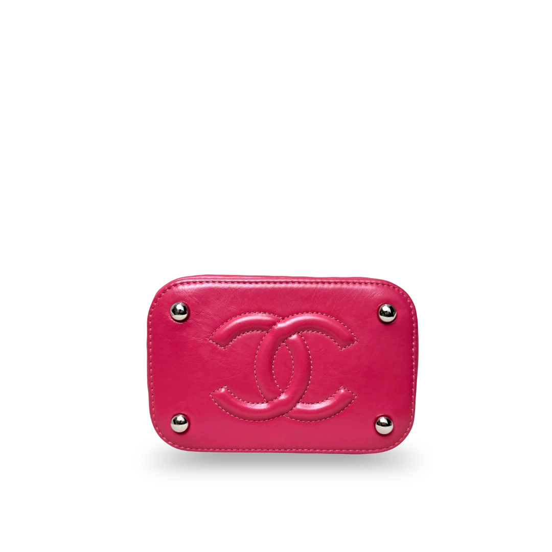CC Vanity Case Wicker Pink Silver Hardware