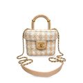 Tweed Mini Square Flap Bag Light Orange Ecru Gold Hardware