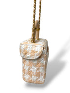 Tweed Mini Square Flap Bag Light Orange Ecru Gold Hardware