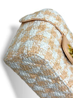 Tweed Mini Square Flap Bag Light Orange Ecru Gold Hardware