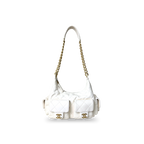 Maxi Hobo White Lambskin Leather Gold-Tone Metal Hardware