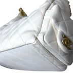 Maxi Hobo White Lambskin Leather Gold-Tone Metal Hardware