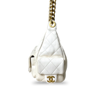 Maxi Hobo White Lambskin Leather Gold-Tone Metal Hardware