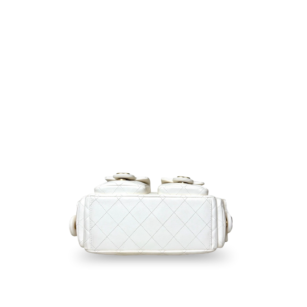 Maxi Hobo White Lambskin Leather Gold-Tone Metal Hardware
