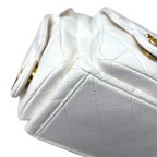Maxi Hobo White Lambskin Leather Gold-Tone Metal Hardware