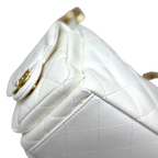 Maxi Hobo White Lambskin Leather Gold-Tone Metal Hardware