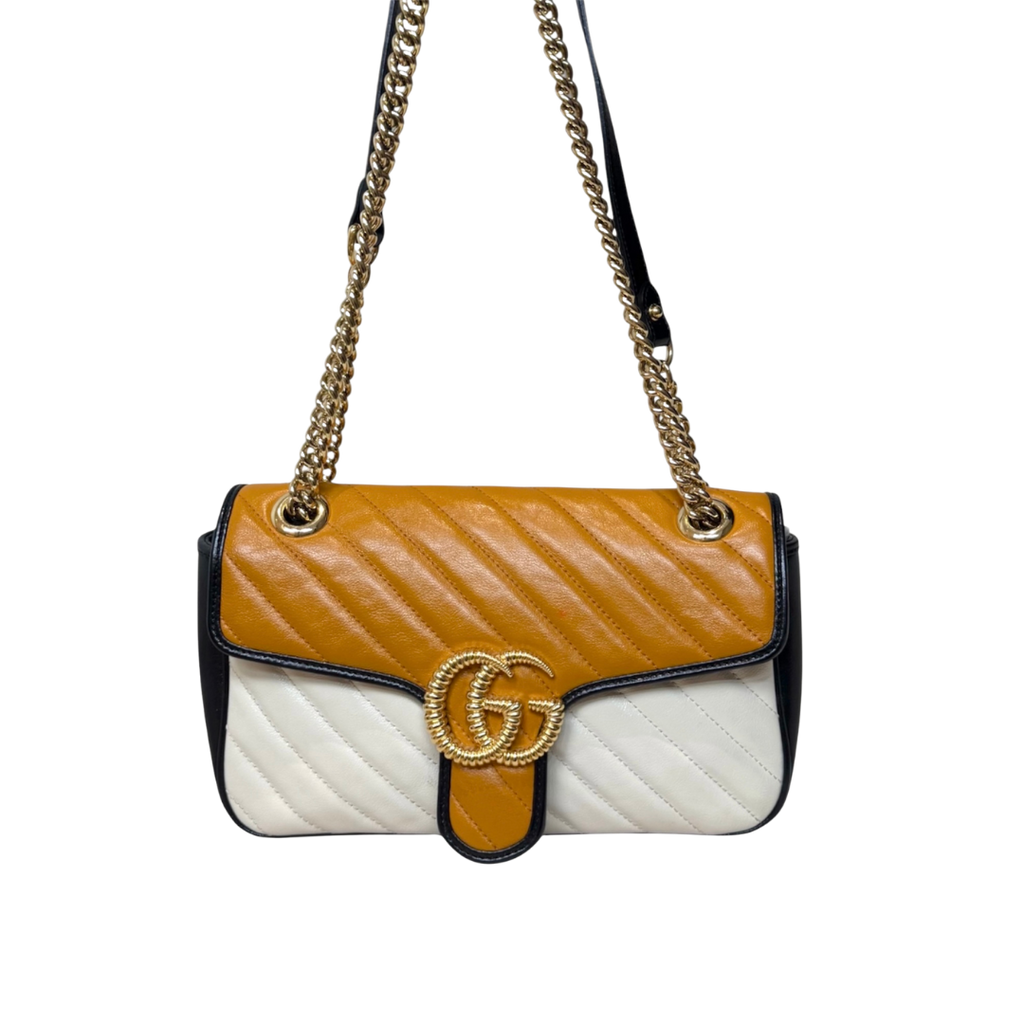 GG Marmont Matellasé Tri-color Gold-Tone Chain Strap