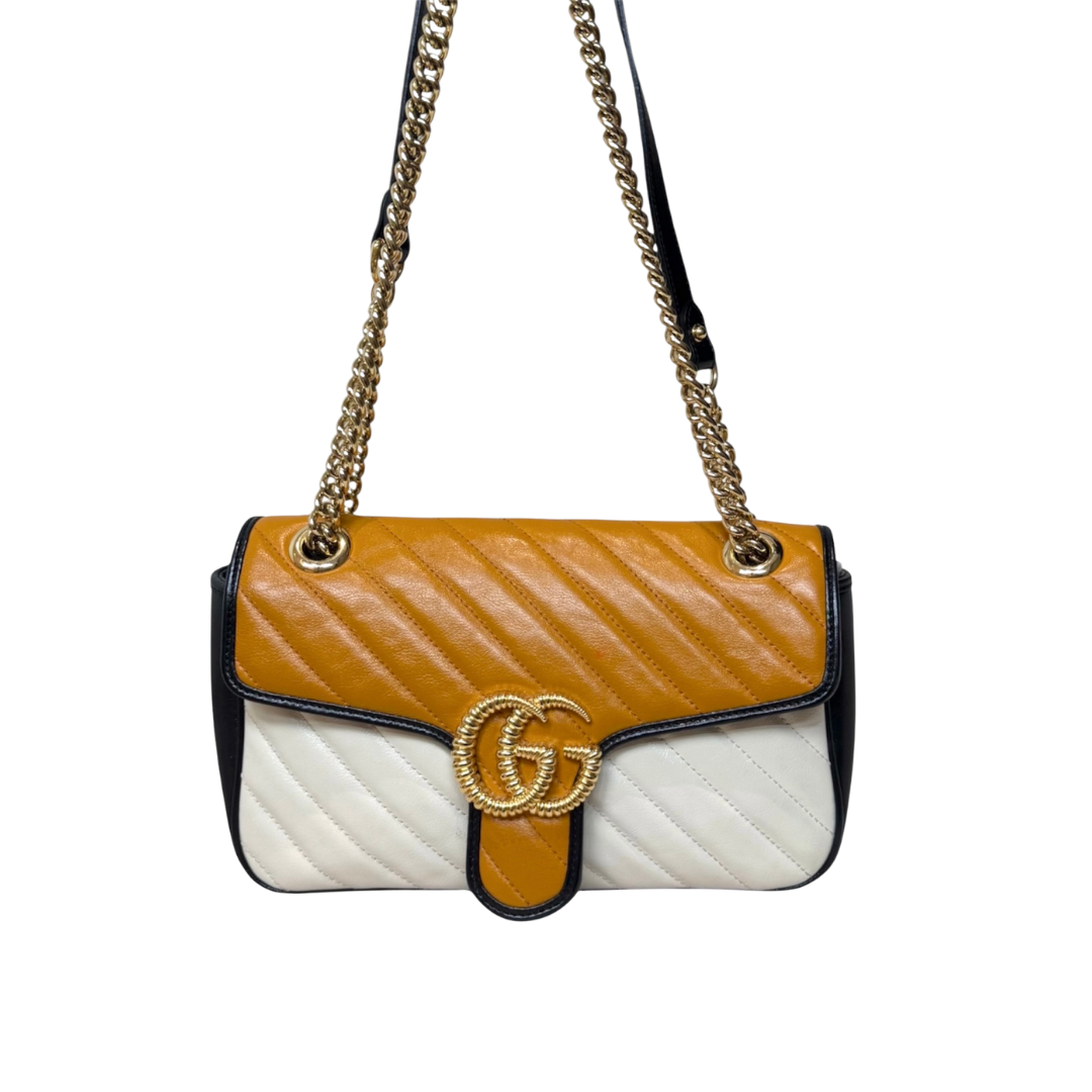 GG Marmont Matellasé Tri-color Gold-Tone Chain Strap