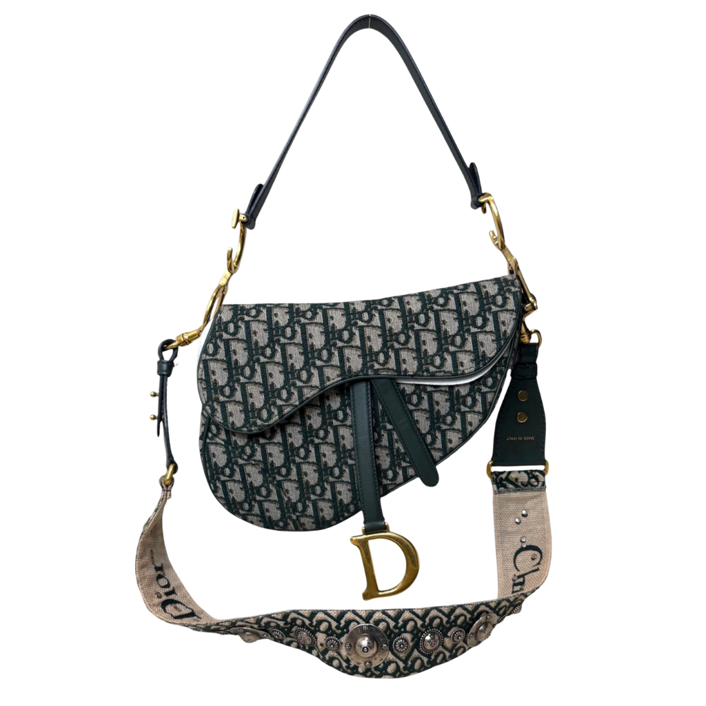 Saddle Oblique Jacquard Canvas Small Gold-Tone Hardware