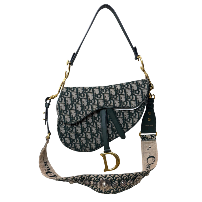 Saddle Oblique Jacquard Canvas Small Gold-Tone Hardware