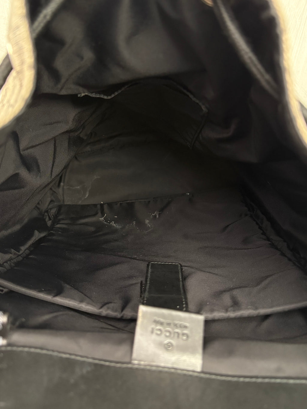 Backpack GG Supreme Monogram Beige & Black Leather Trim