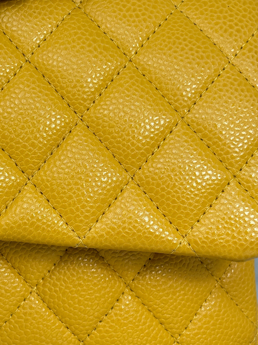 Classic Double Flap Medium Mustard Caviar Leather Gold Hardware