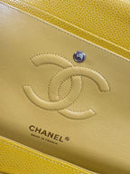 Classic Double Flap Medium Mustard Caviar Leather Gold Hardware