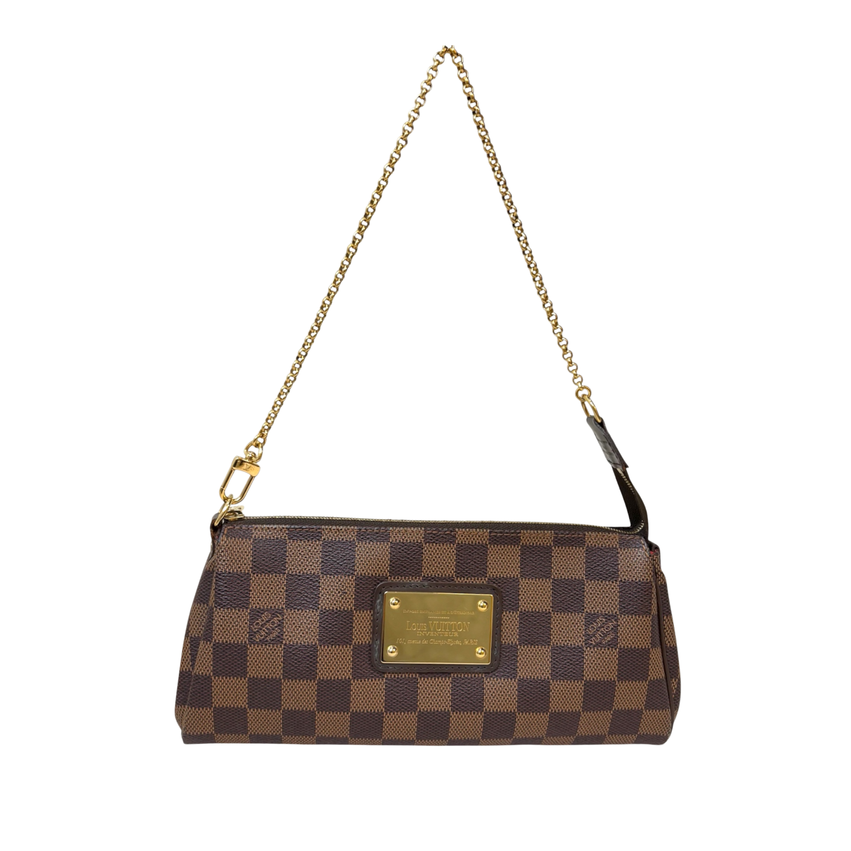 Eva Clutch Damier Ebene Gold-Tone Chain Strap