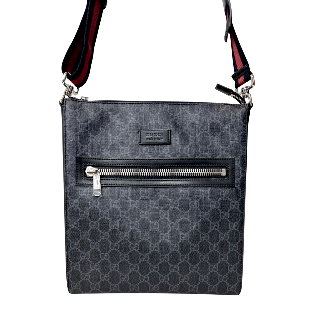 GG Supreme Black Messenger Bag Grey & Black Monogram Canvas
