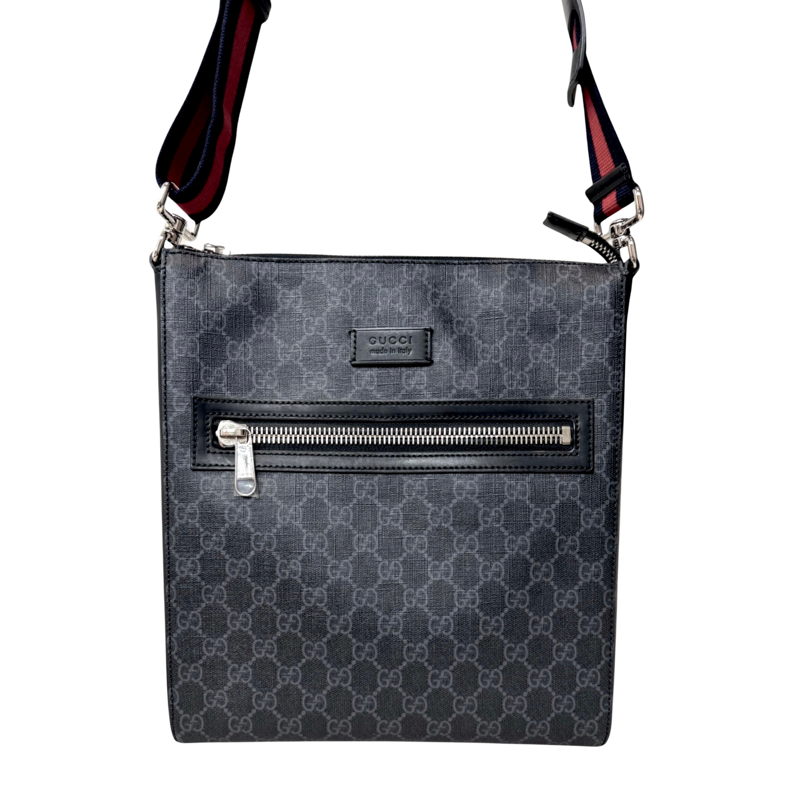 GG Supreme Black Messenger Bag Grey & Black Monogram Canvas