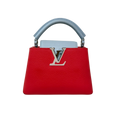 Taurillon Capucines Mini Bag Coral & Light Blue Colorway