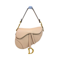 Saddle Bag Medium Beige Grained Calfskin Leather Gold Hardware