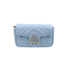 GG Marmont Mini Light Blue Palladium-Tone Hardware
