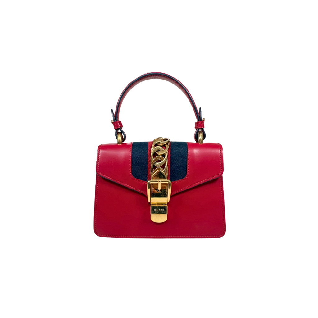 Sylvie Mini Red Cherry Line Gold Hardware