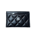 Classic Card Holder Silver-Tone Hardware Black Caviar Leather