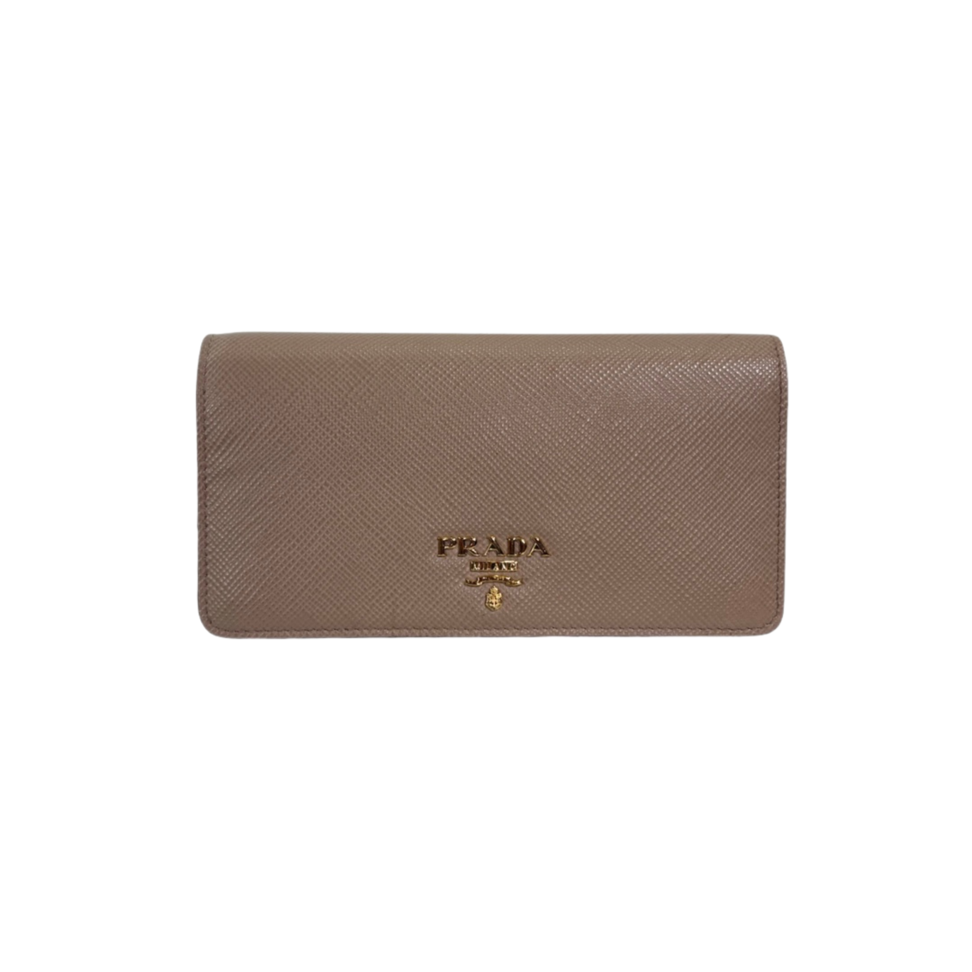 Cammeo Saffiano Leather Wallet On Chain Light Beige Gold Hardware