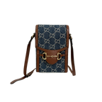 Horsebit GG Denim 1955 Mini Brown Leather Trim