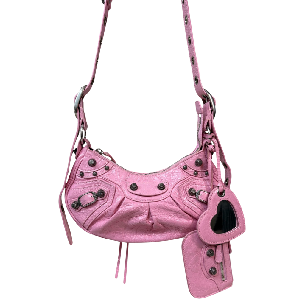 Le Cagole Mini Pink Aged-Silver Metal Studs
