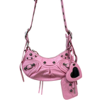 Le Cagole Mini Pink Aged-Silver Metal Studs