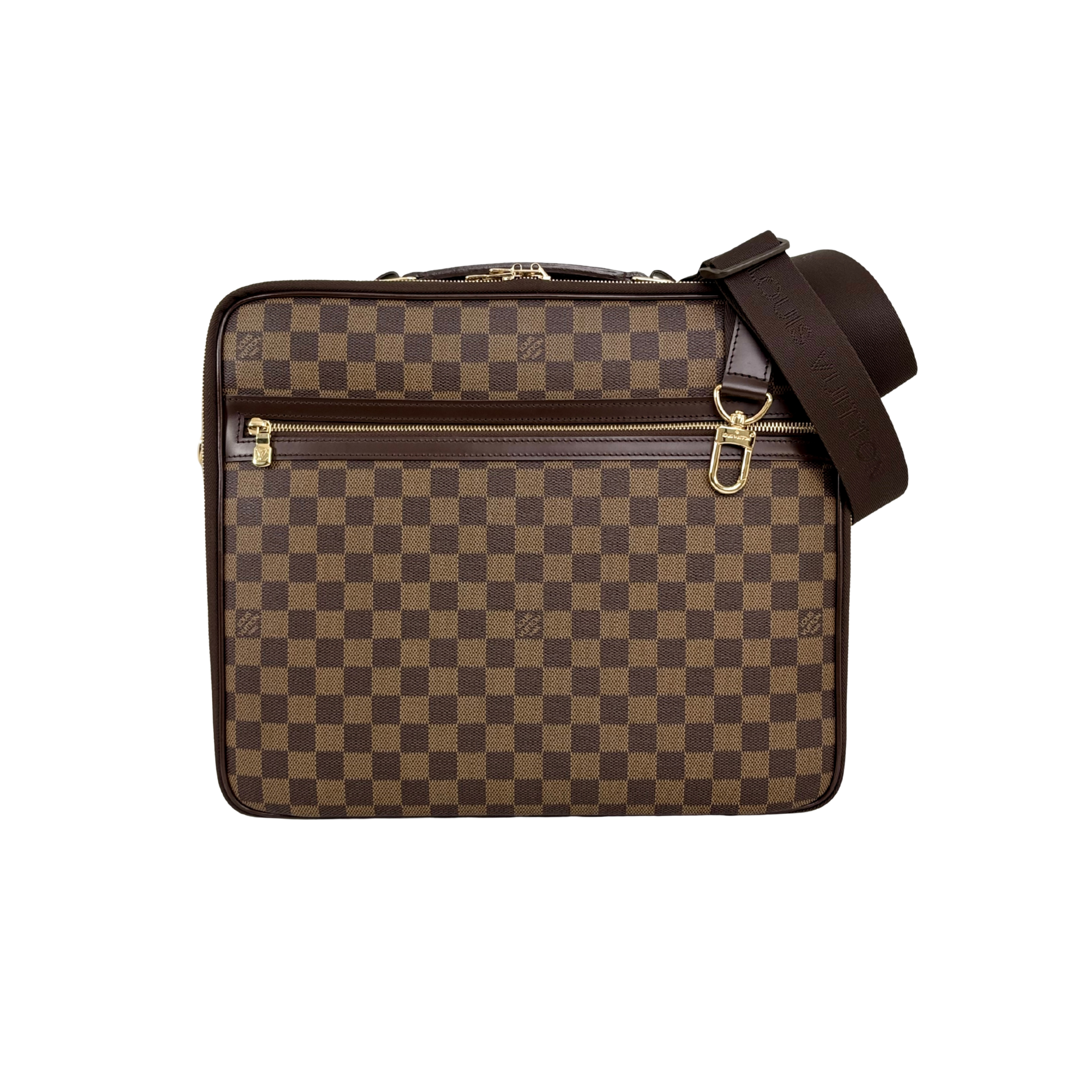 Sabana Case Bag Damier Ebene Leather Gold Hardware