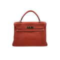 Kelly 32 Handbag Taurillion Clemence Orange Palladium Hardware