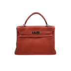 Kelly 32 Handbag Taurillion Clemence Orange Palladium Hardware